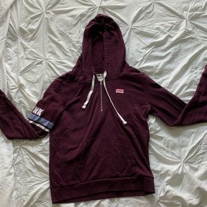 Maroon Sz L Victoria Secret Pink Half Zip PullOver